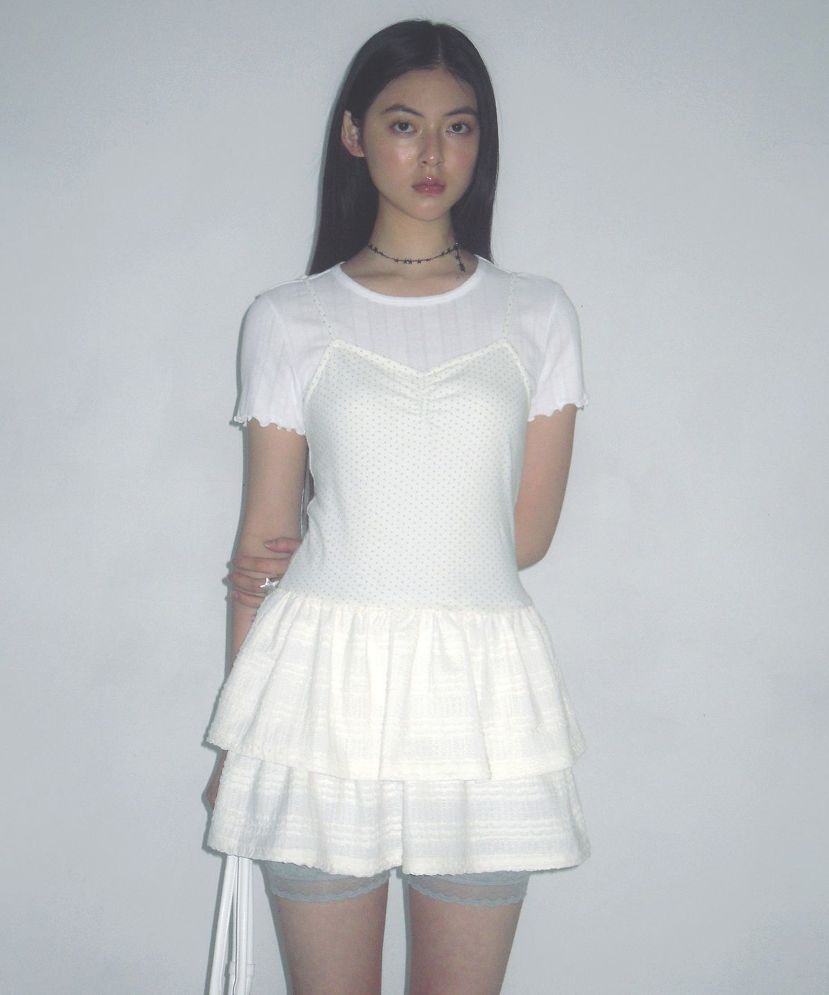 배드블루(BADBLUE) Dot Garden Dress Ivory
