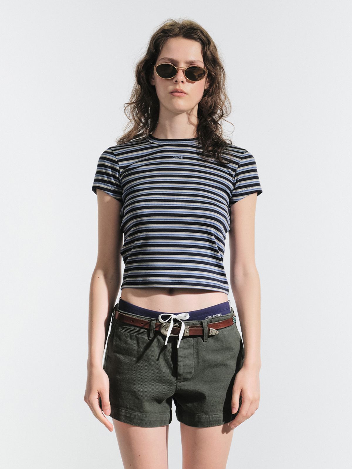 그로브(GROVE) JULIAN STRIPE T-SHIRT (NAVY)