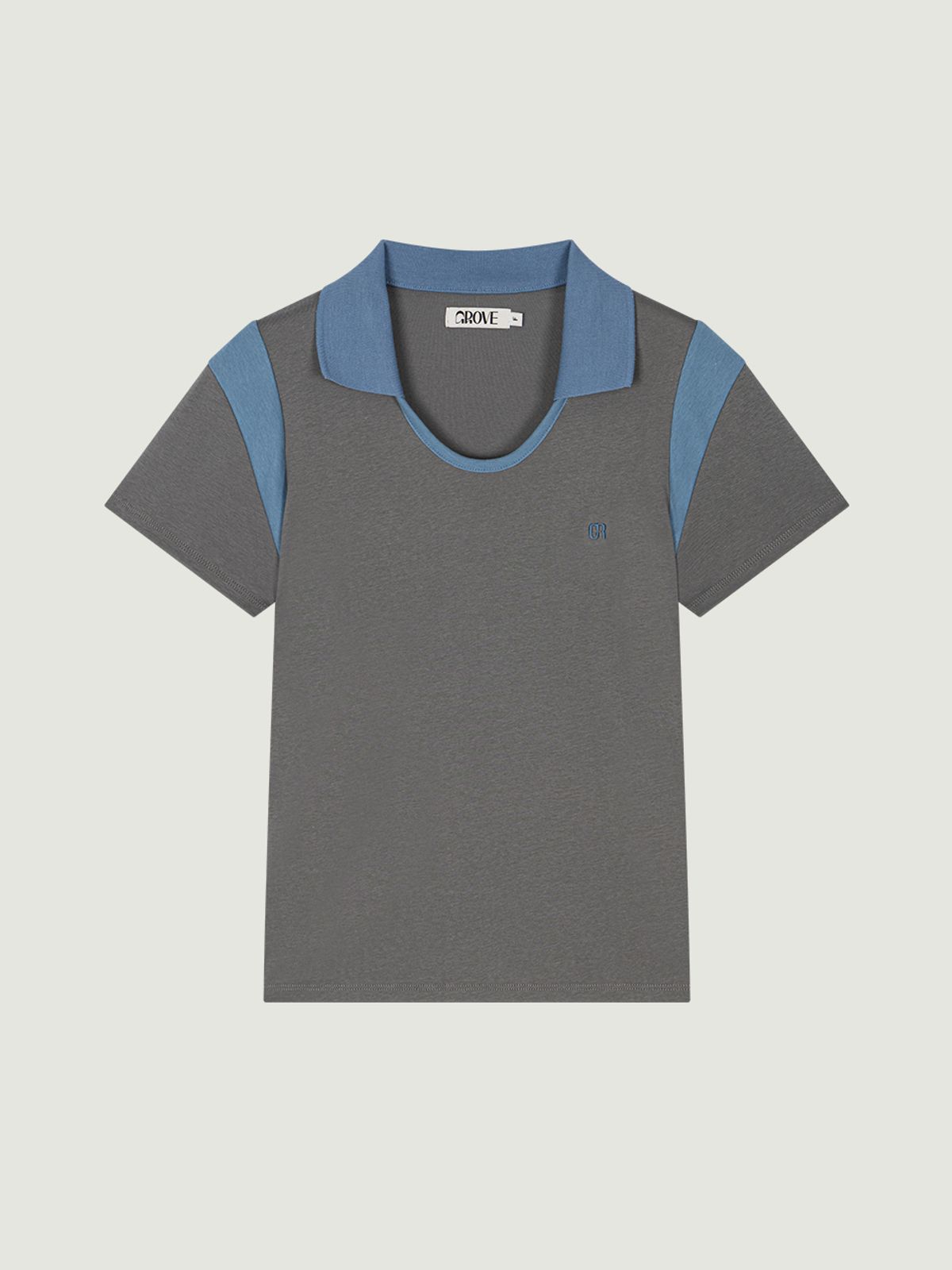 그로브(GROVE) ELA U-NECK COLLAR T-SHIRT (GREY)