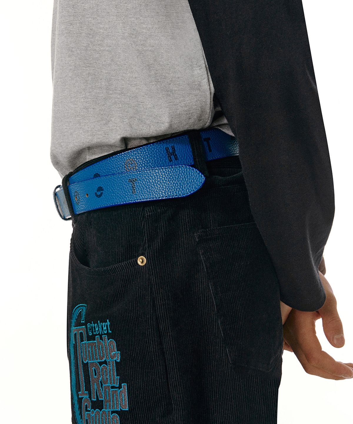 테켓(TEKET) Humming Faux Leather Belt Blue