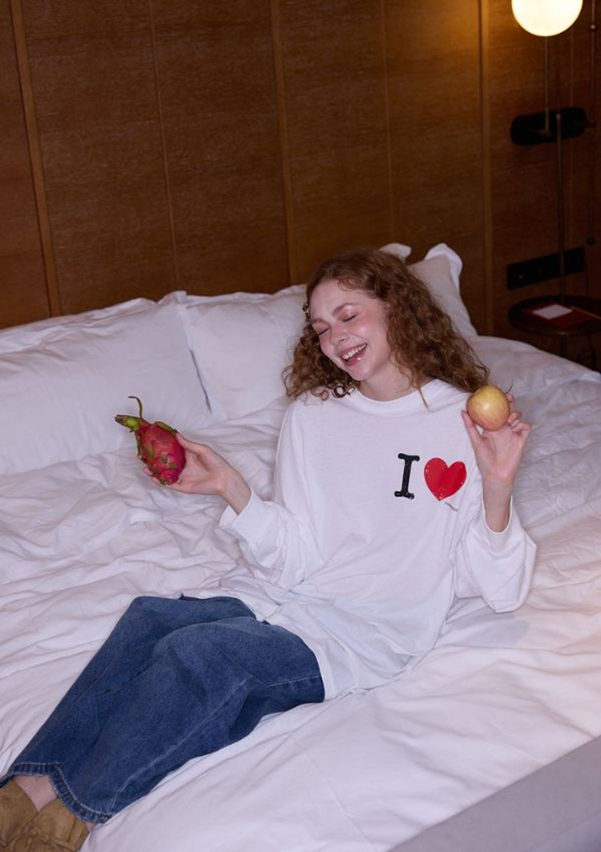 로지(ROSIE) Heart Print Long Tee & Dress /White