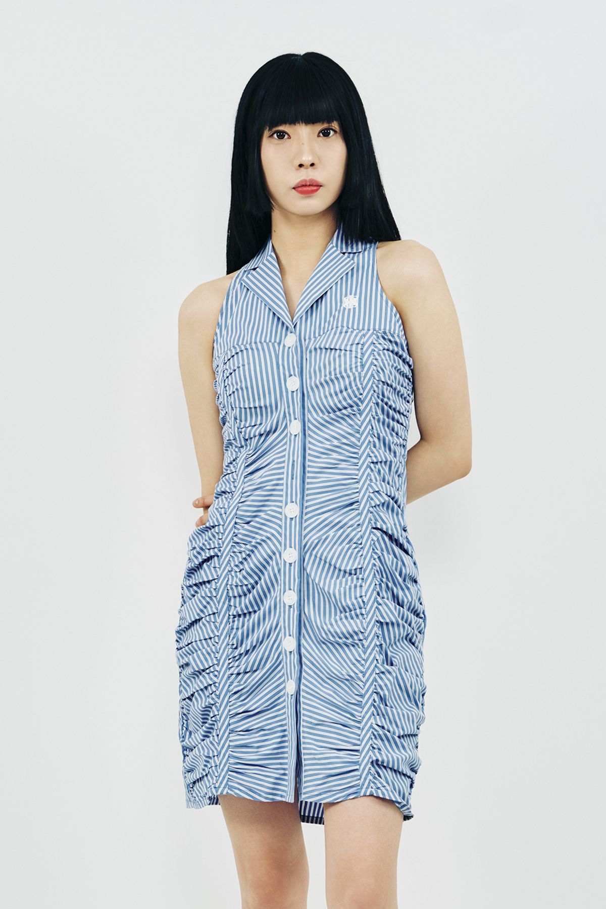 페노메논시퍼(PHENOMENON SEEPER) SHIRRING MINI DRESS_BL
