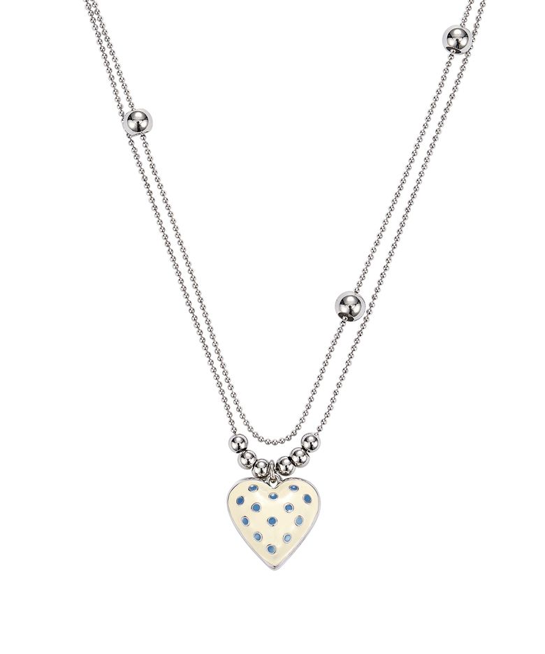 dot heart necklace-ivory