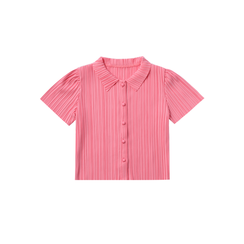 Clair Summer Blouse in Pleats (Watermelon Pink)_여아용 플리츠 블라우스