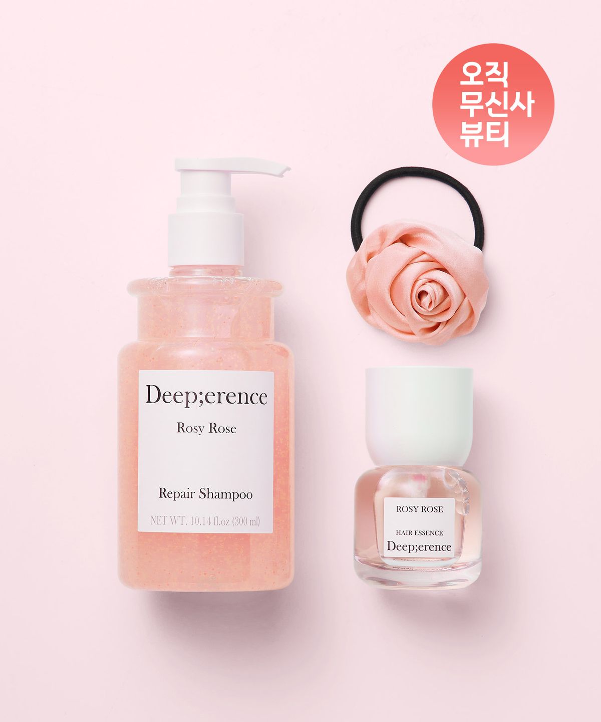 딥퍼랑스(DEEPERENCE) [로지로즈 라인/쇼핑백증정] 퍼퓸 헤어 샴푸 300ml + 퍼퓸 헤어에센스 30ml + 로즈 헤어타이