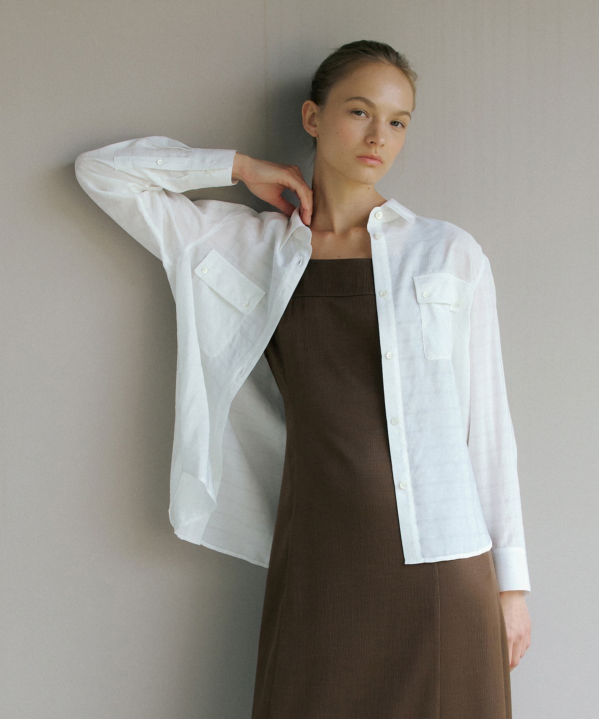 오떼뜨(OCTETTE) SILKY CHECK SHIRTS_2COLOR