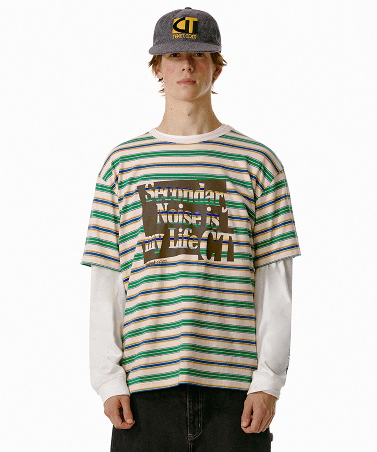 테켓(TEKET) Noise Stripe Tee Green