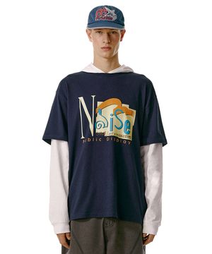 Noise Layered Hooded Tee Navy