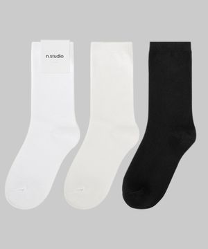 [3pack] 코시모 크루 삭스_블랙/화이트/코튼화이트