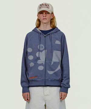 Dot-Com Zip-Up Hoodie Dusty Blue