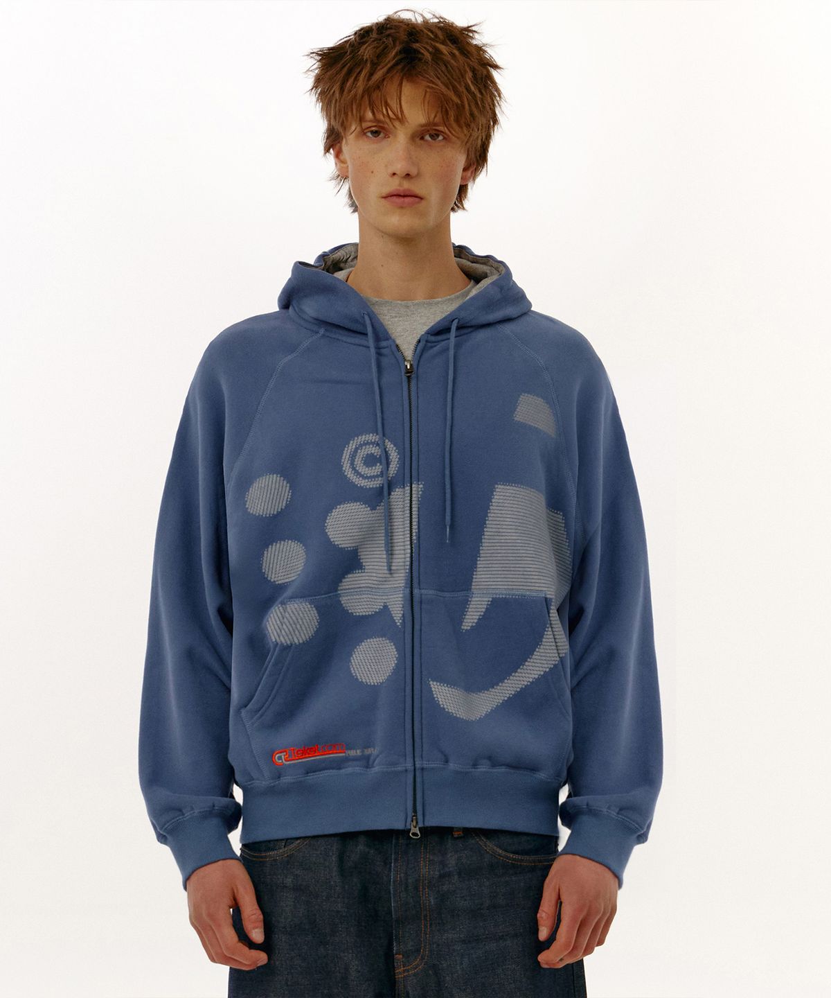 테켓(TEKET) Dot-Com Zip-Up Hoodie Dusty Blue
