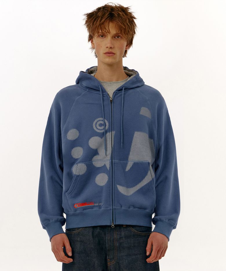 Dot-Com Zip-Up Hoodie Dusty Blue