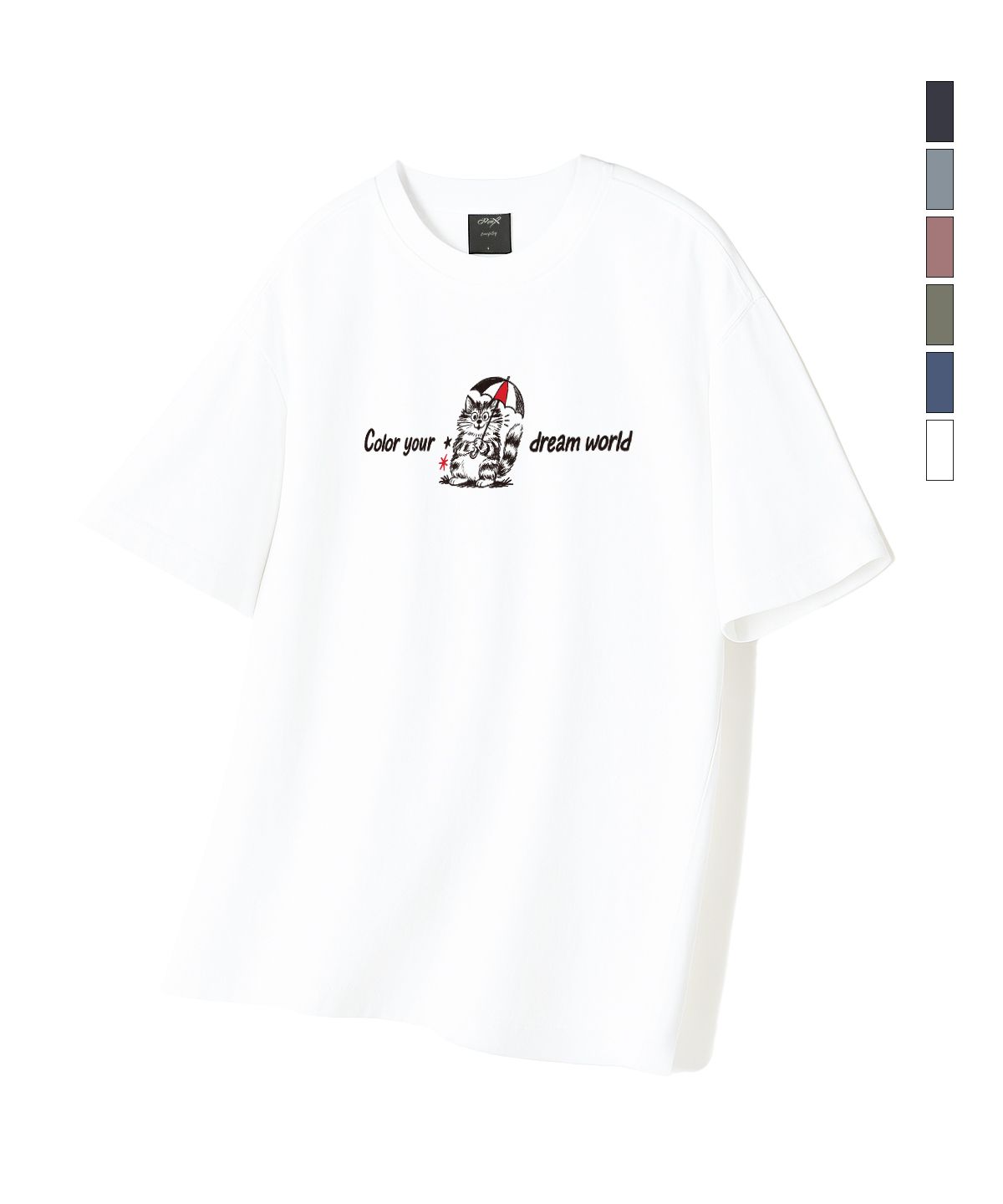와일드락(WILDROCK) Hollysheesh Dream Coloring Cat 피그먼트 오버핏 반팔 티셔츠_6 COL (크롭 포함)