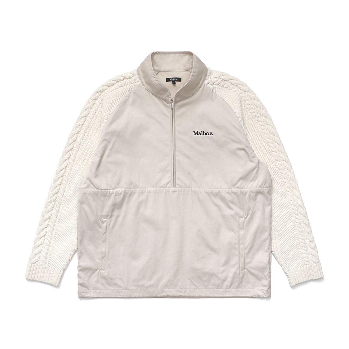 말본 골프(MALBON GOLF) [OUTDOORS CLUB] 레밍턴 하이브리드 하프집 티셔츠 IVORY (MAN)