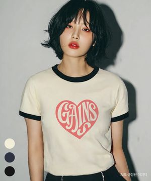 하트로고 링거티셔츠(세미크롭) 4COLOR