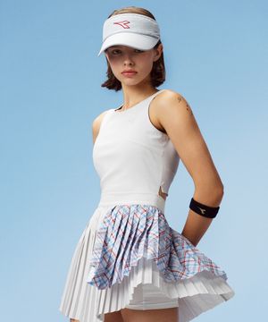 크로스코트 체크 배색 퍼포먼스 원피스 GREY