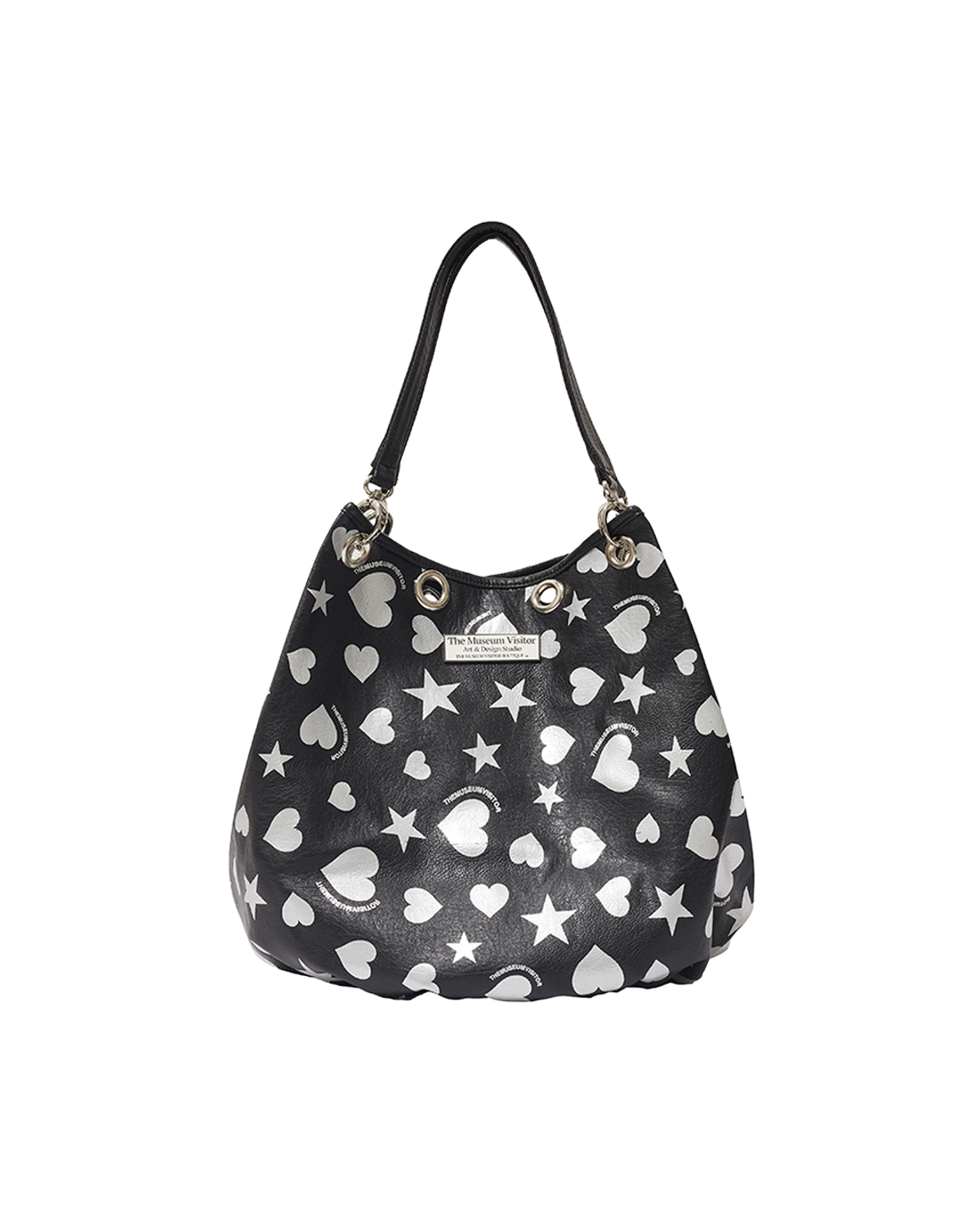 더뮤지엄비지터(THEMUSEUMVISITOR) HEART STAR CRACK TOTE BAG (BLACK)