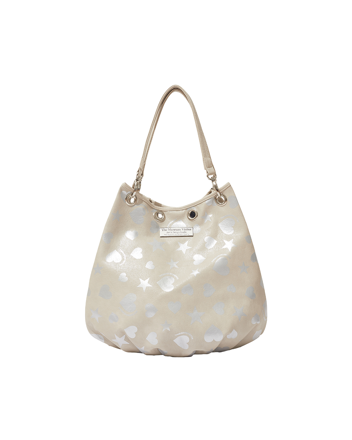 더뮤지엄비지터(THEMUSEUMVISITOR) HEART STAR CRACK TOTE BAG (BEIGE)