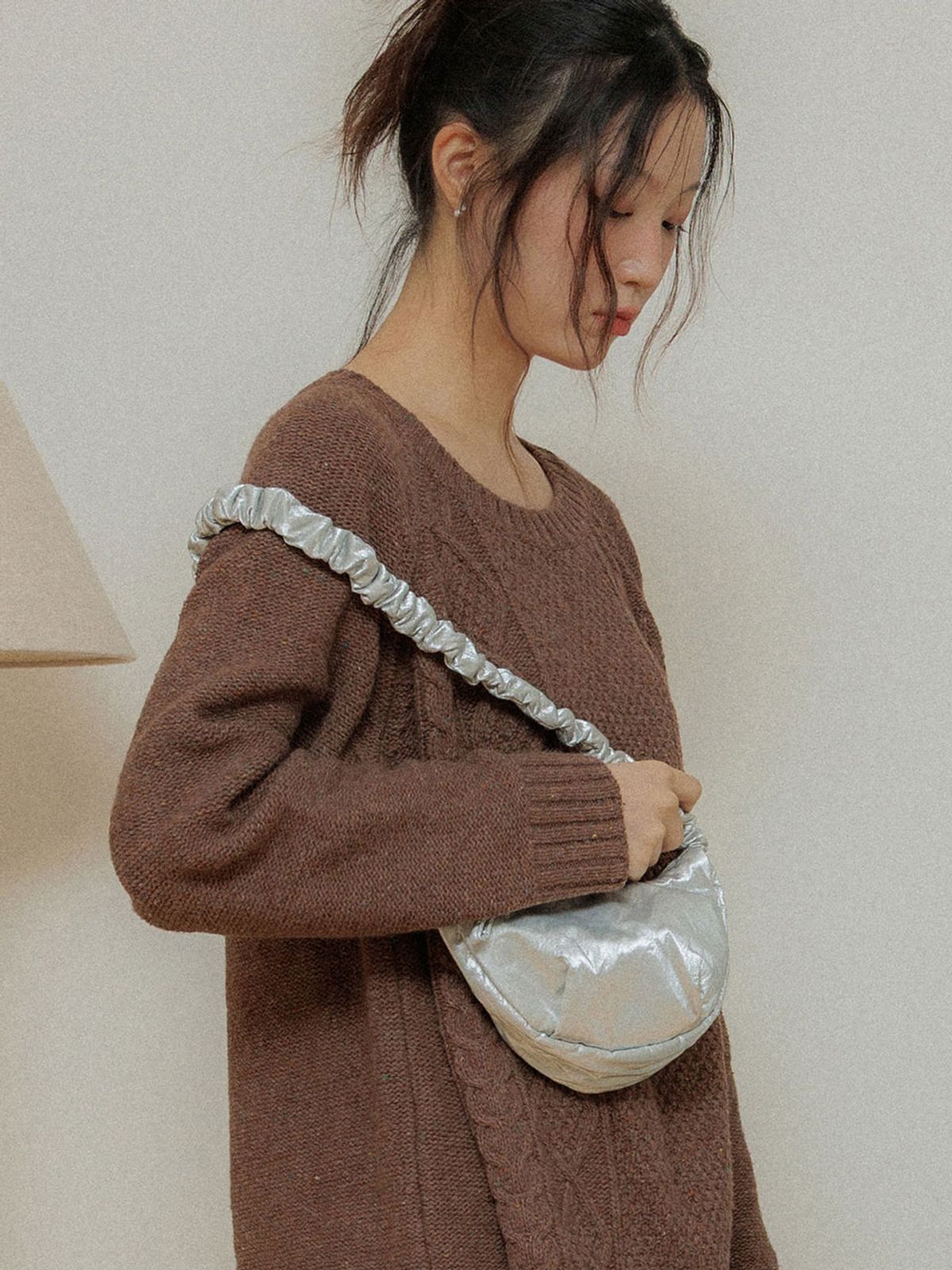 조셉앤스테이시(JOSEPH&STACEY) Daily Shirring Shoulder Bag Sleek Sliver