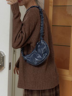 Daily Shirring Shoulder Bag Navy Peony