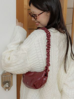 Daily Shirring Shoulder Bag Plum Berry