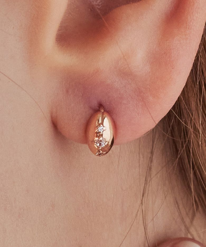 [14K gold] 베니 큐빅 원터치 귀걸이
