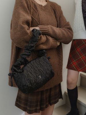 Daily Shirring Tote Bag_Crinkled Black