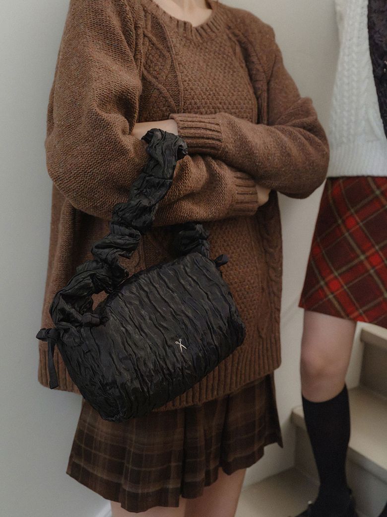 Daily Shirring Tote Bag_Crinkled Black