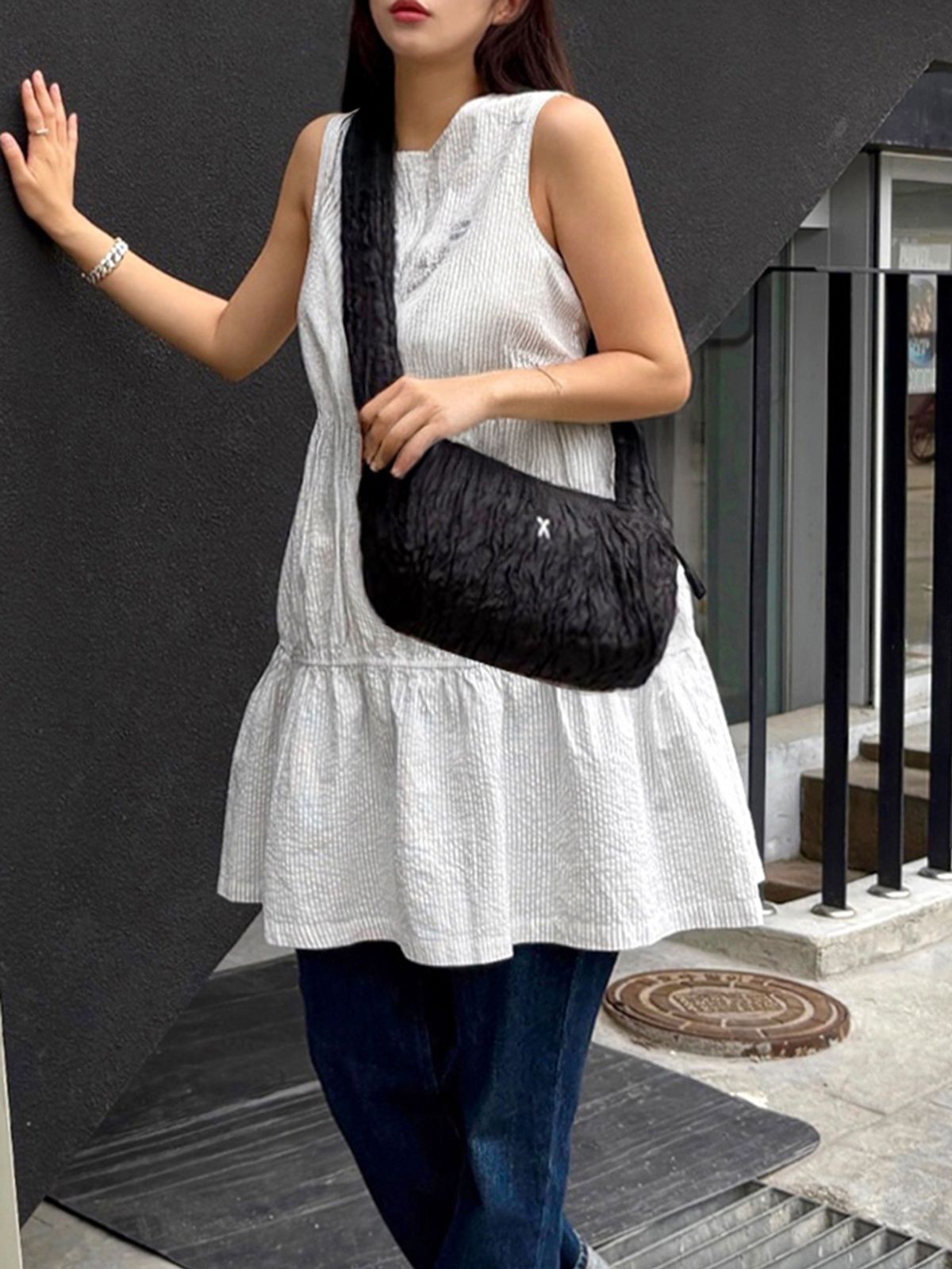 조셉앤스테이시(JOSEPH&STACEY) Daily Shirring Cross Bag_Crinkled Black
