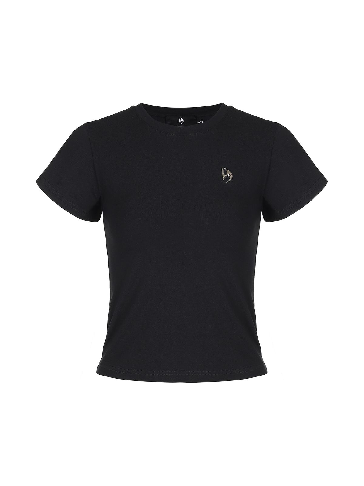 디에스엠티(DSMT) (W) DSMT METAL LOGO CROP TOP_BLACK