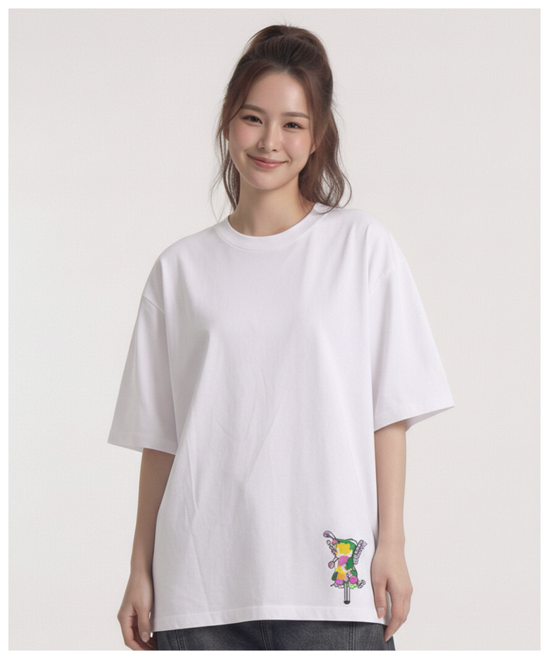 지퍼 베어 반팔티 (화이트)