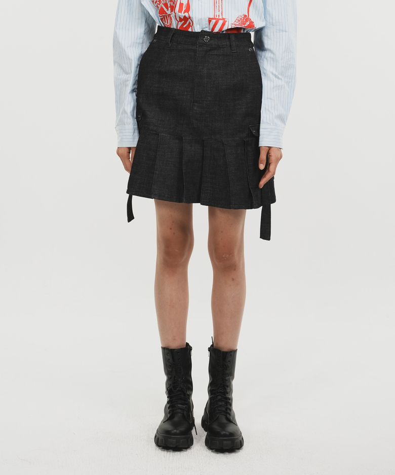DENIM PLEATS SKIRT