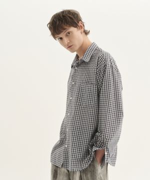 클래식 체크 셔츠_네이비