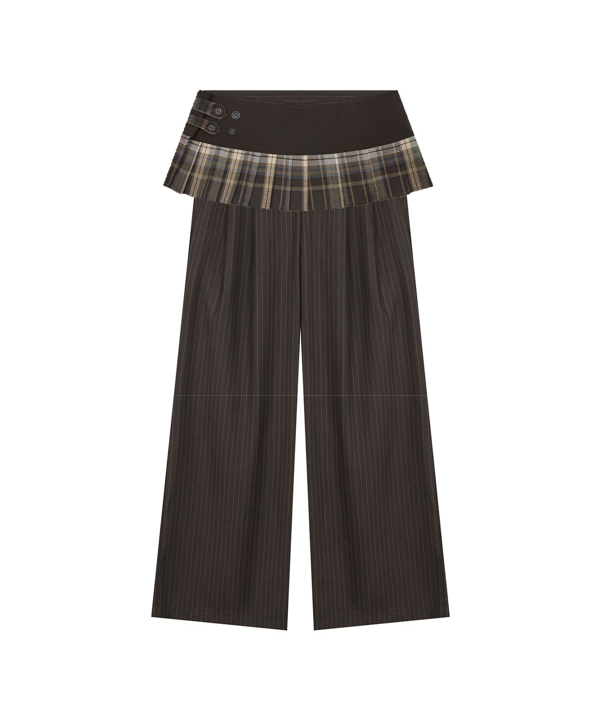 라티젠(LARTIGENT) L19 CHECK PLEATS WRAP SET(BROWN)