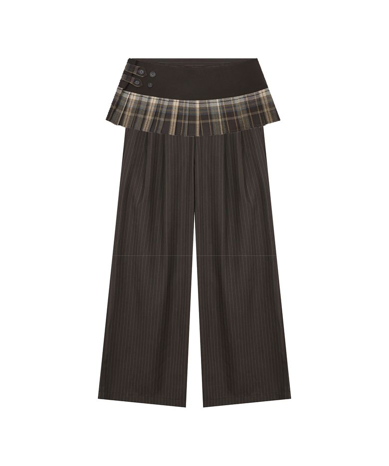 L19 CHECK PLEATS WRAP SET(BROWN)