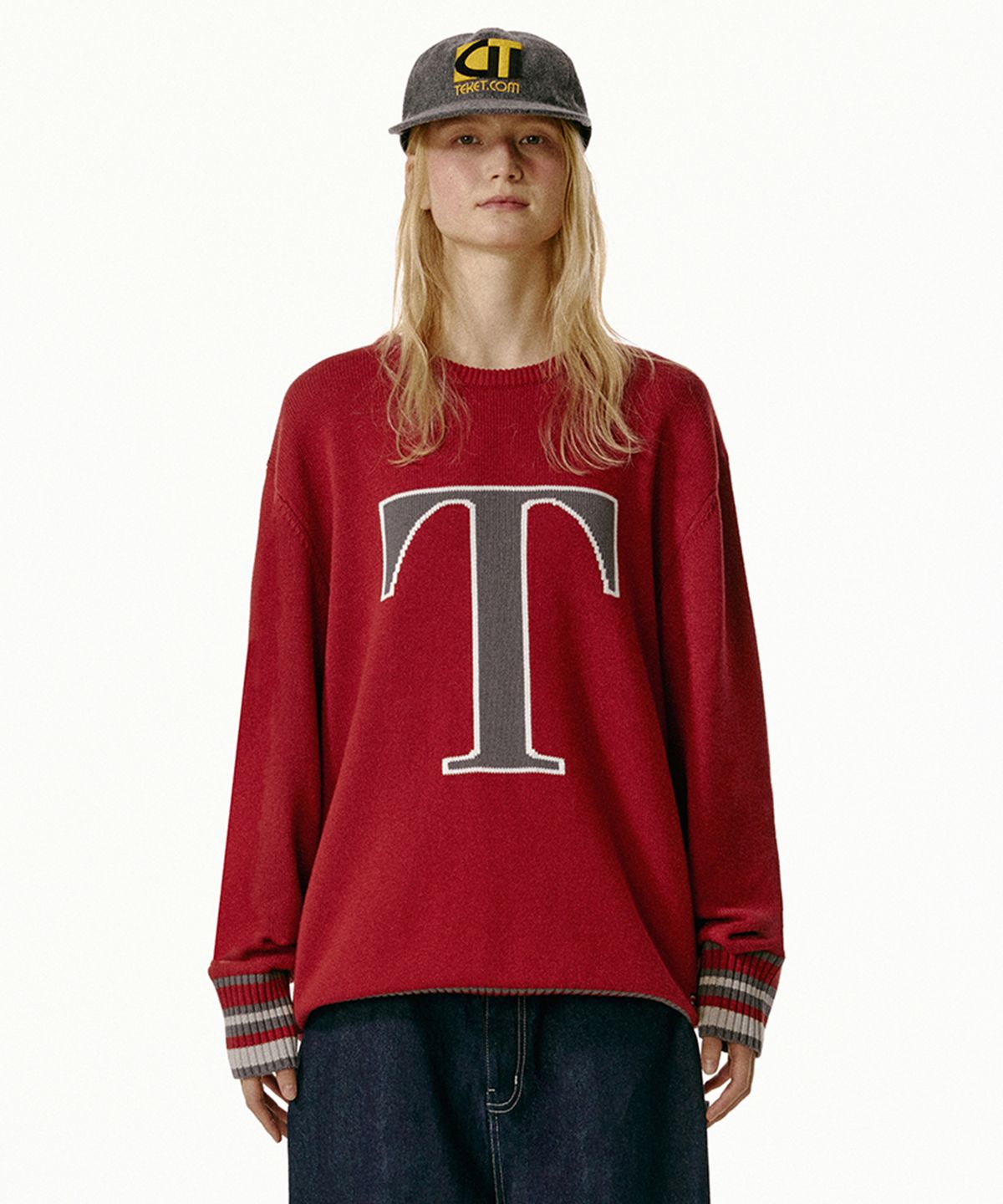 테켓(TEKET) T Loose Knit Sweater Red