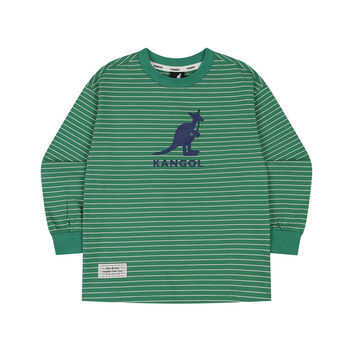캉골키즈(KANGOL KIDS) 로고 그래픽 롱 슬리브 스트라이프 티셔츠 RC 0209 그린