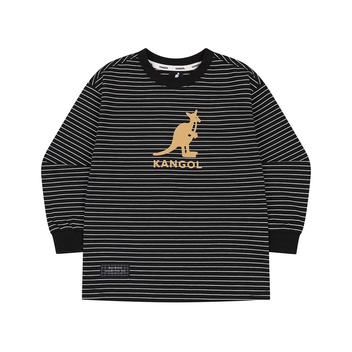 캉골키즈(KANGOL KIDS) 로고 그래픽 롱 슬리브 스트라이프 티셔츠 RC 0209 블랙