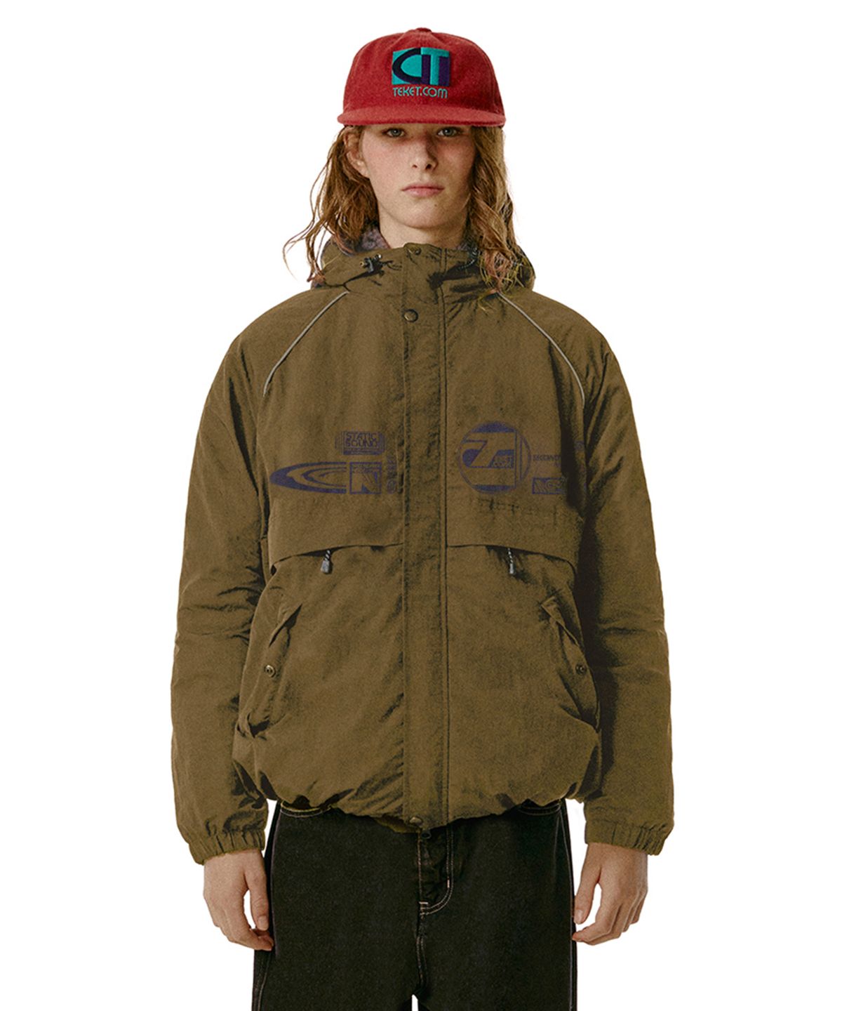 테켓(TEKET) Jingle Words Wind Jacket Khaki