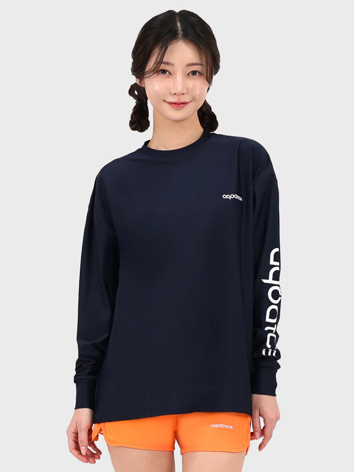 아쿠아티카(AQUATICA) 여성 래쉬가드 AQAUTS24001(네이비)+AQAWQT 스윔보드숏 2피스 단품3종세트