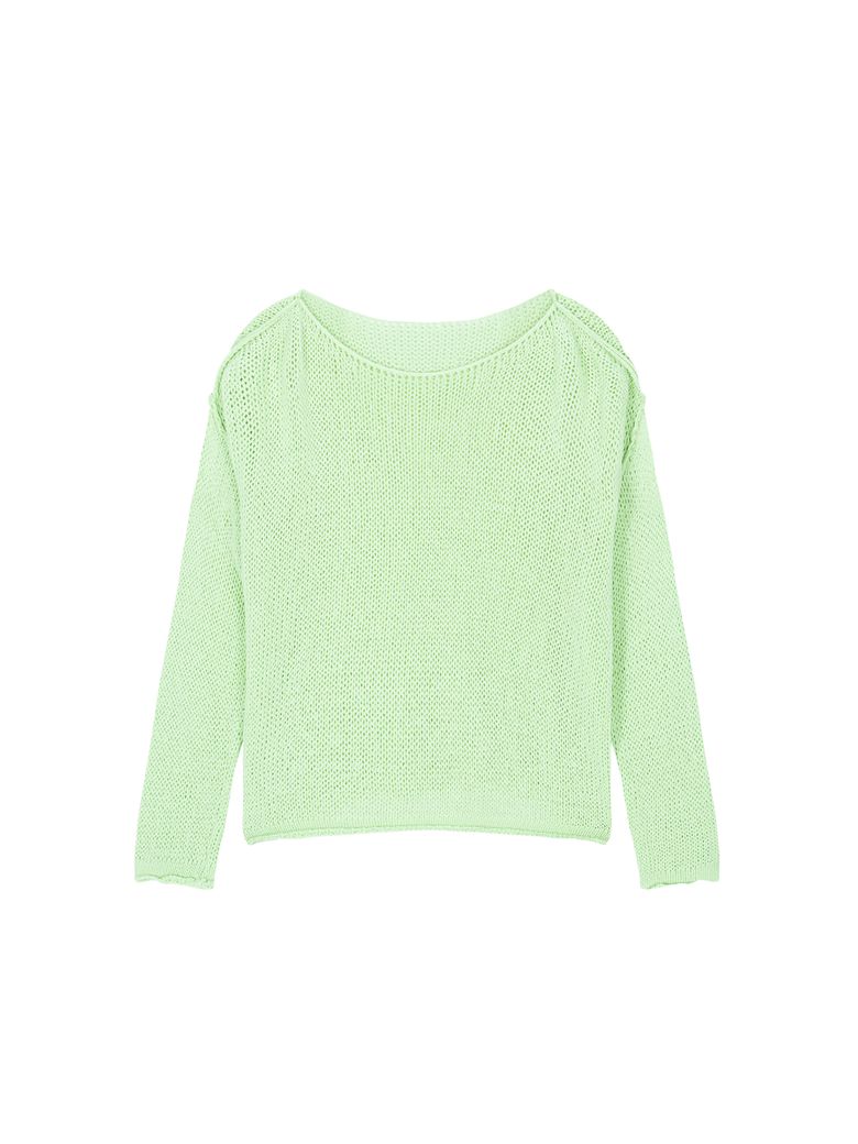 Boat neck mesh knit - lime
