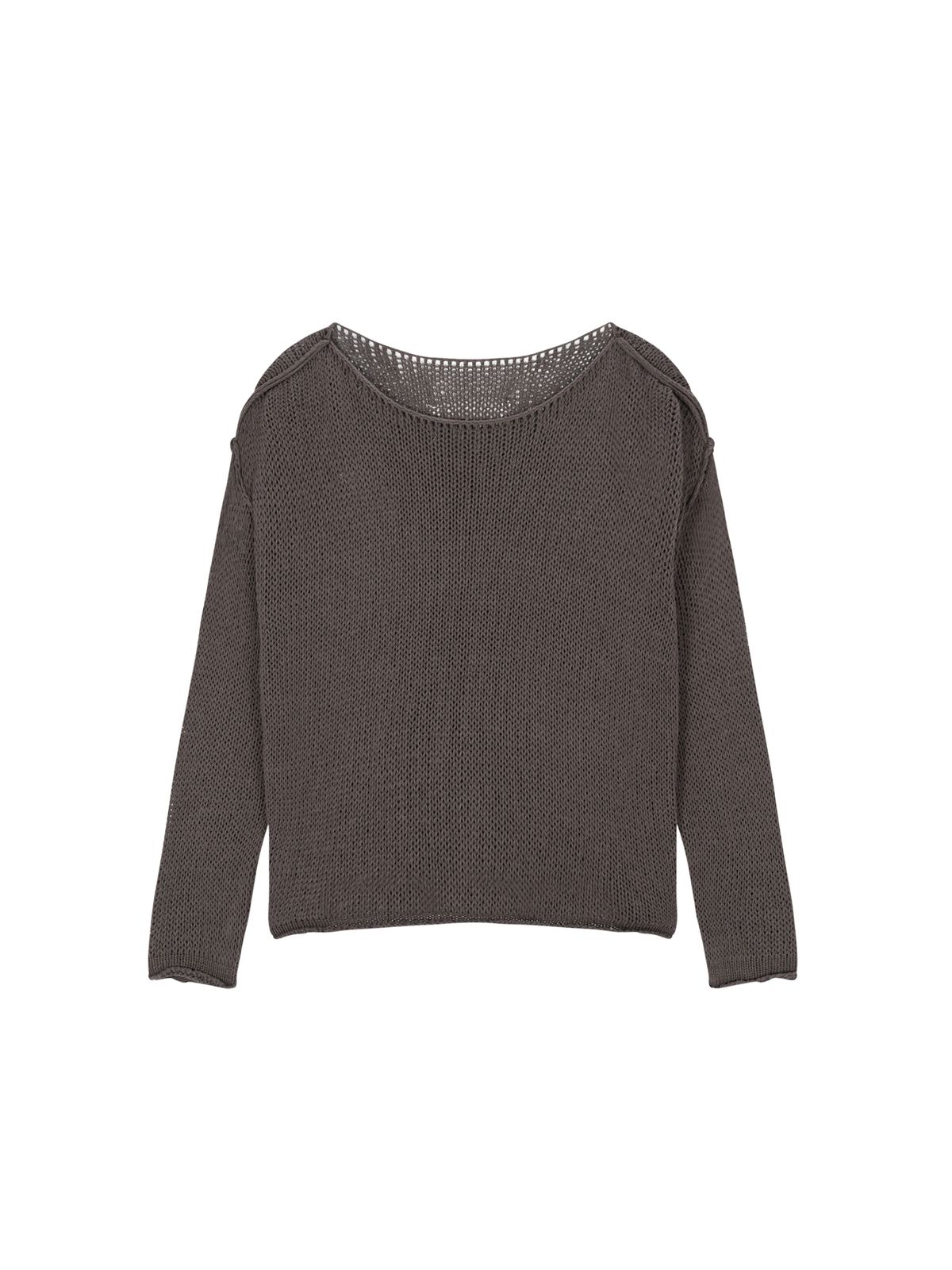 샐러드바구니(SALAD BAGUNI) Boat neck mesh knit - brown