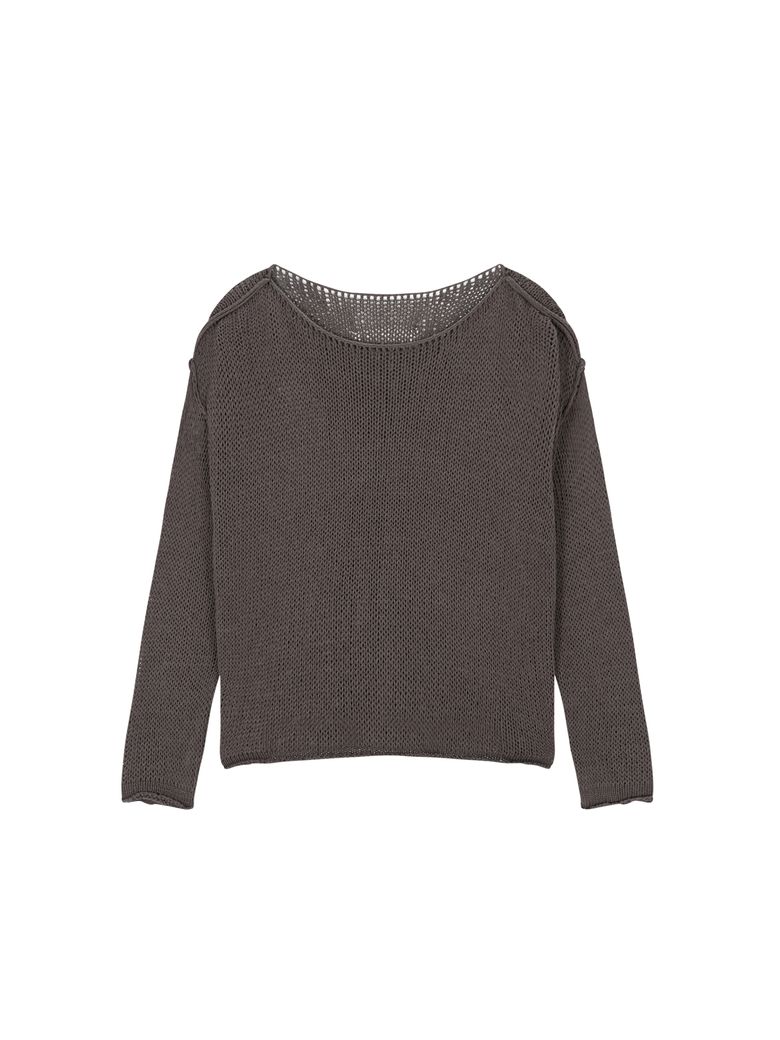 Boat neck mesh knit - brown