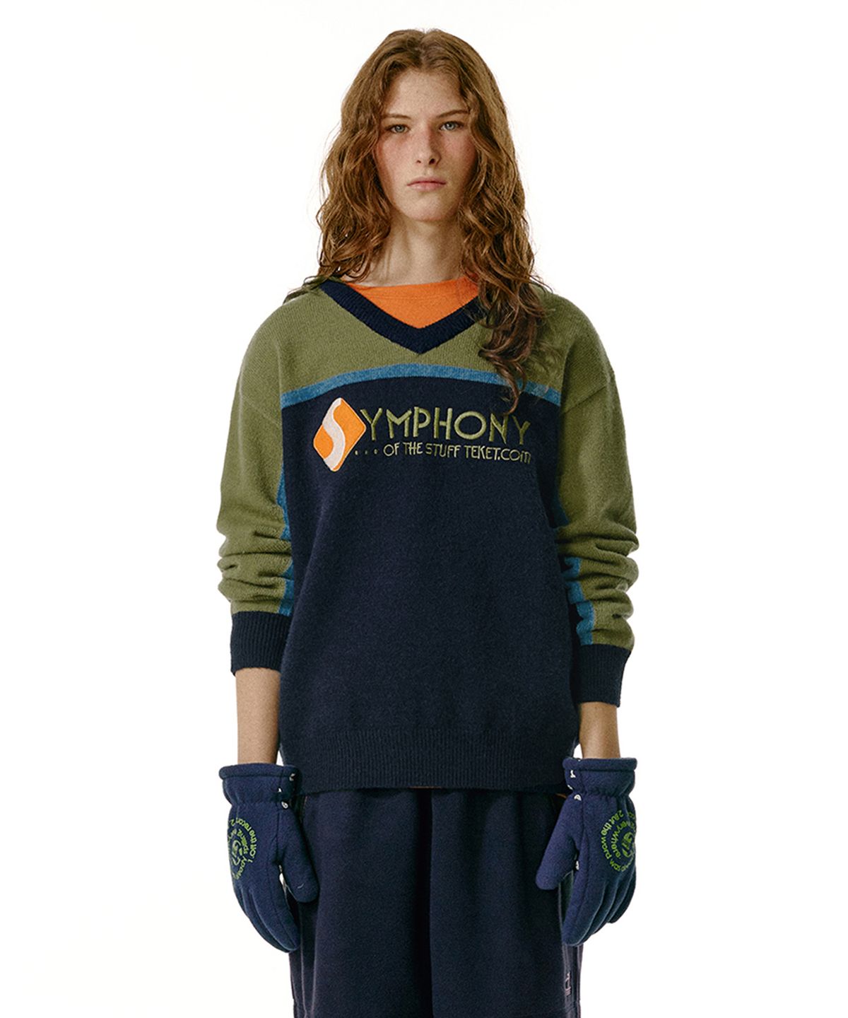 테켓(TEKET) Symphony V-Neck Knit Sweater Navy