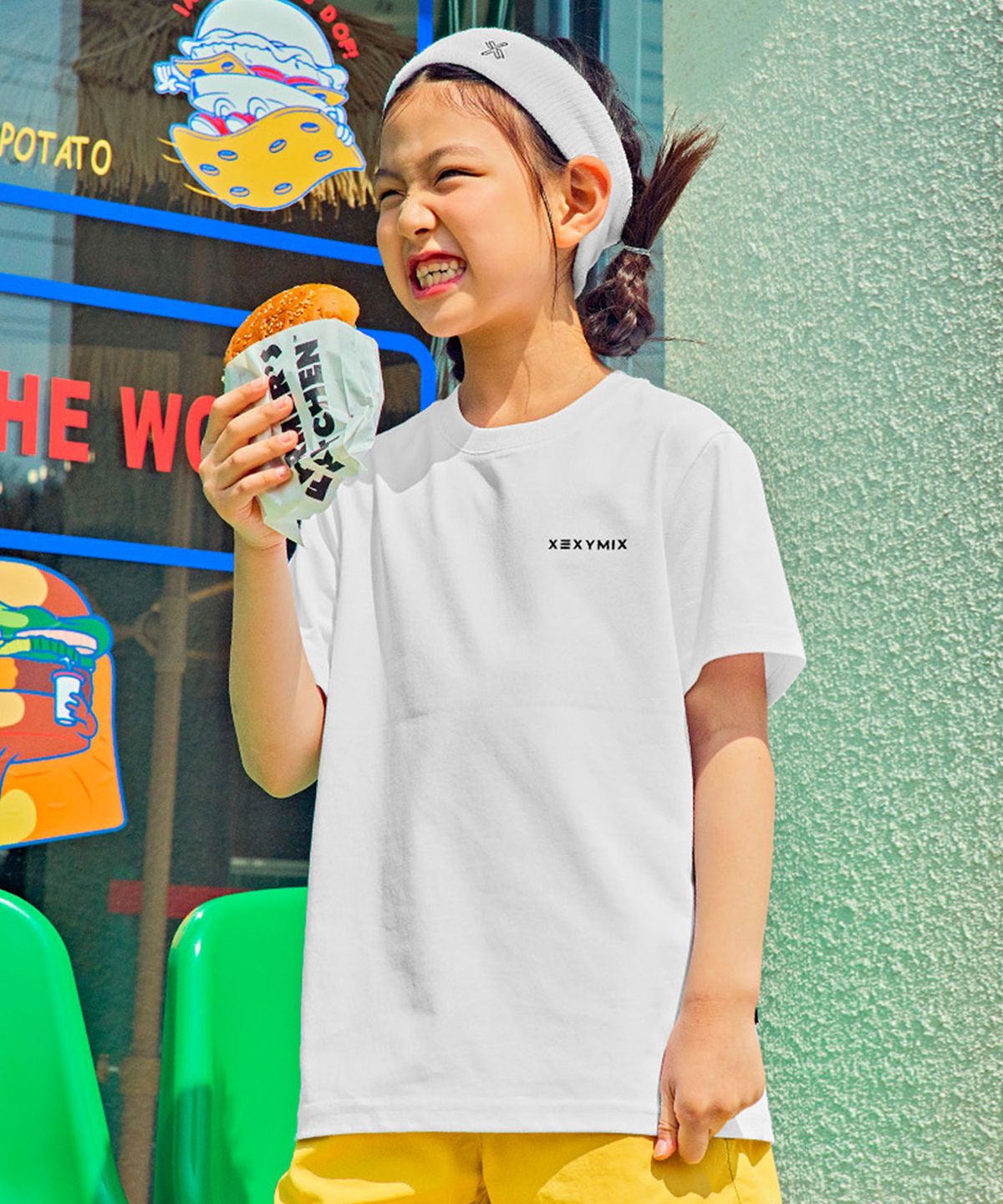젝시믹스 키즈(XEXYMIX KIDS) 베이직 에코 티셔츠 화이트 KA4710H