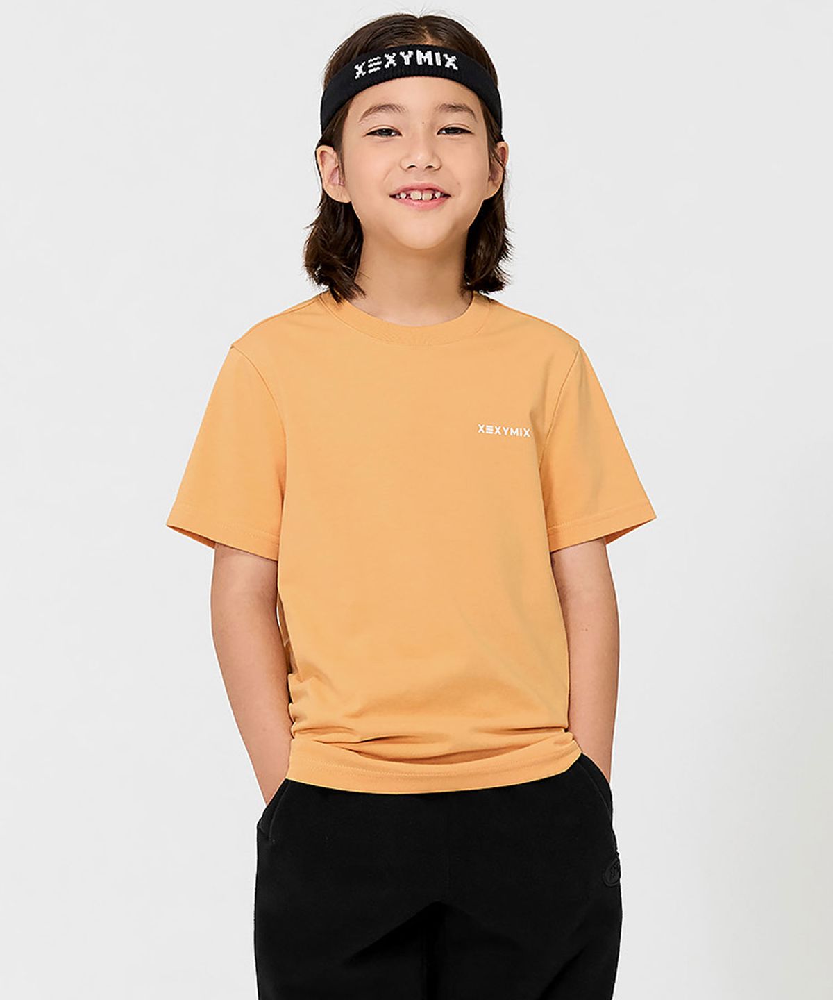 젝시믹스 키즈(XEXYMIX KIDS) 베이직 에코 티셔츠 페일오렌지 KA4710H