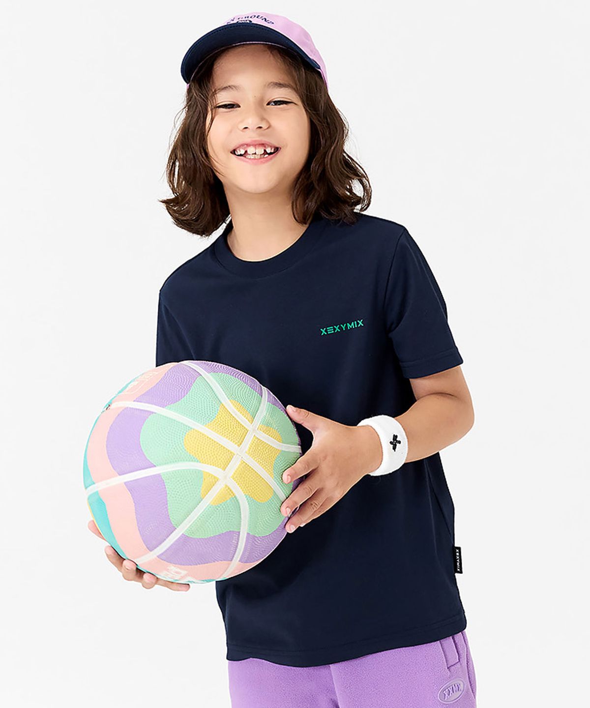 젝시믹스 키즈(XEXYMIX KIDS) 베이직 에코 티셔츠 나이트스카이네이비 KA4710H