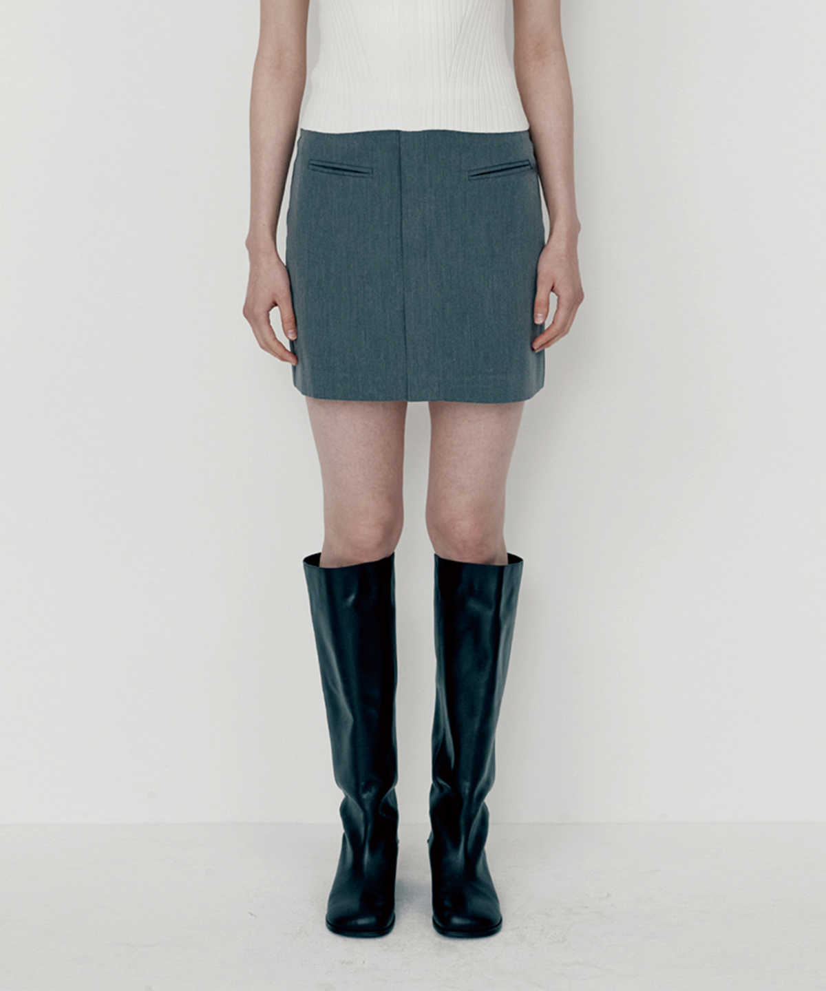 모슬루(MOSLU) Mini lip skirt pants (Grey)