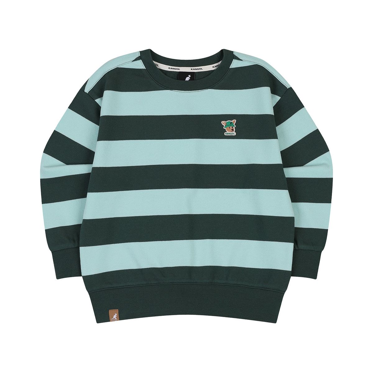 캉골키즈(KANGOL KIDS) 루 심볼 보더 스트라이프 스웻셔츠 RC 0002 그린