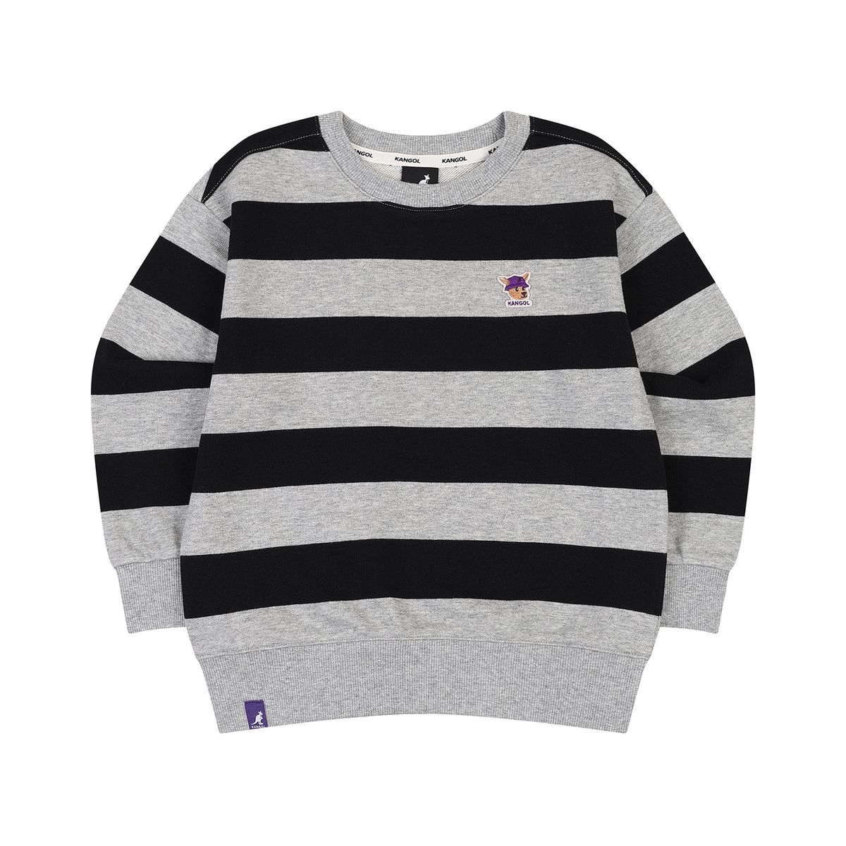 캉골키즈(KANGOL KIDS) 루 심볼 보더 스트라이프 스웻셔츠 RC 0002 블랙